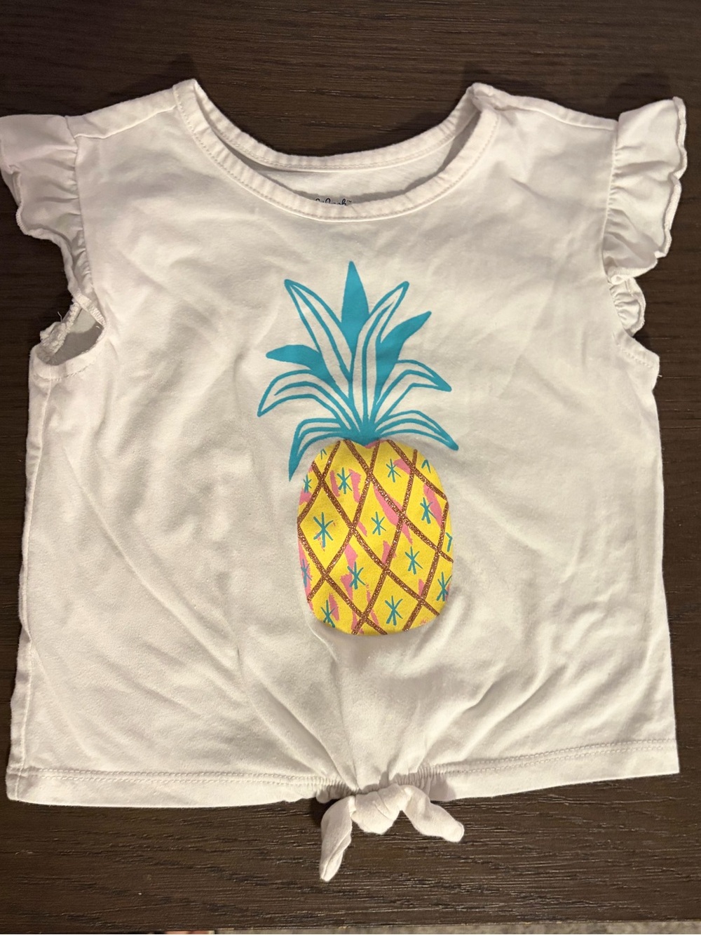 Cat & Jack White Short-Sleeve Tee with Yellow Pineapple and Teal Leaves